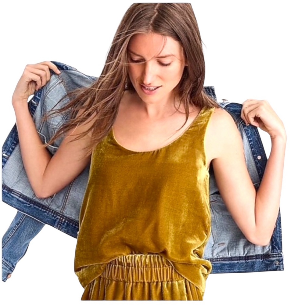 NWT J. Crew Gold Velour Tank Top Size 12
